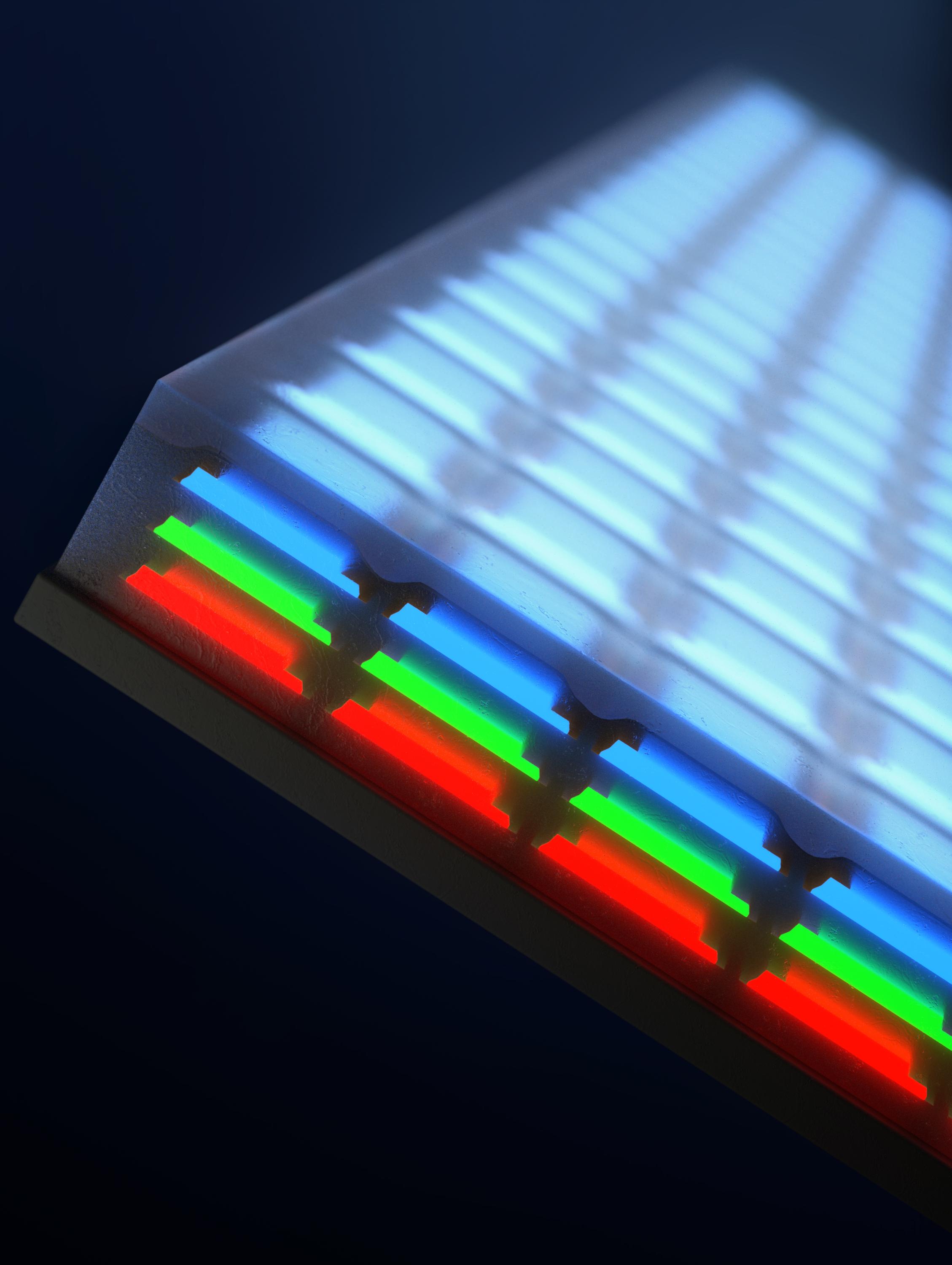 Illustration of stacked LEDs (Credit: Younghee Lee)