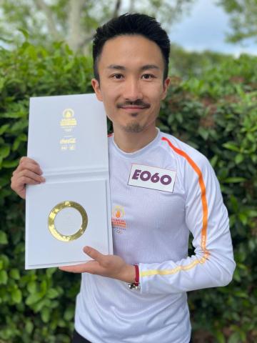 GTE/GT alumnus Louis Chen with a commemorative ring from the 2024 Paris Olympics torch relay.